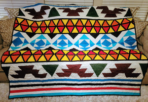 Native American Design Handmade Quilted Coverlet
