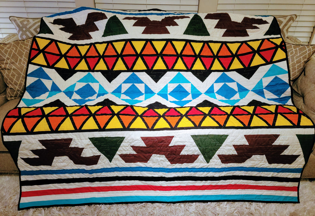 Native American Design Handmade Quilted Coverlet